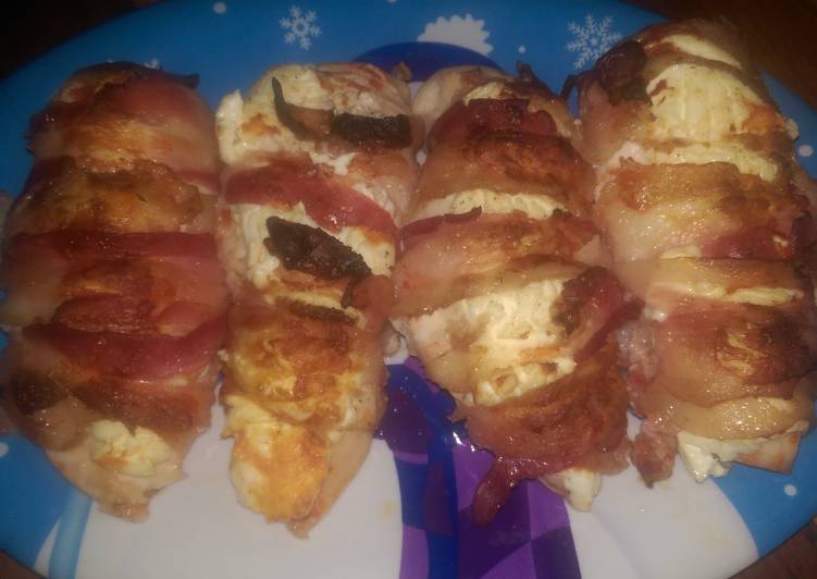 Steps to Prepare Speedy Bacon wrapped chicken bake