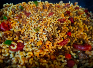 A picture of American Chop Suey Boston 1940s edition.