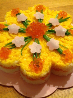 A picture of Flower-Shaped Hina Matsuri Sushi Cake.