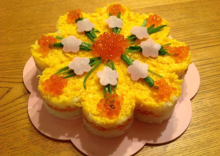 Recipe of Super Quick Homemade Flower-Shaped Hina Matsuri Sushi Cake