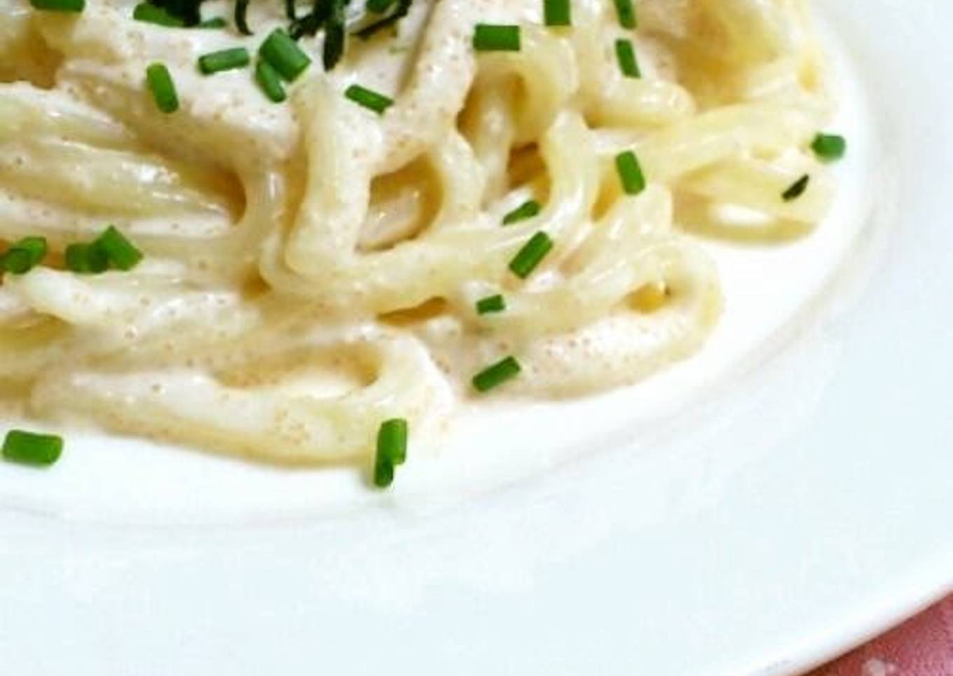 Easy Microwave Meals! Udon noodles with mentaiko and cream