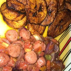 A picture of Plantain and sausage tomato sauce.
