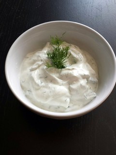 A picture of Tzatziki Sauce.