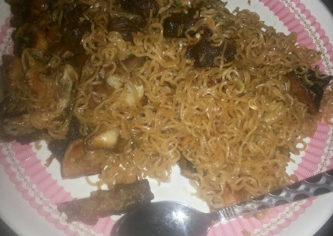 Steps to Make Super Quick Homemade Stir fried noodles and beef