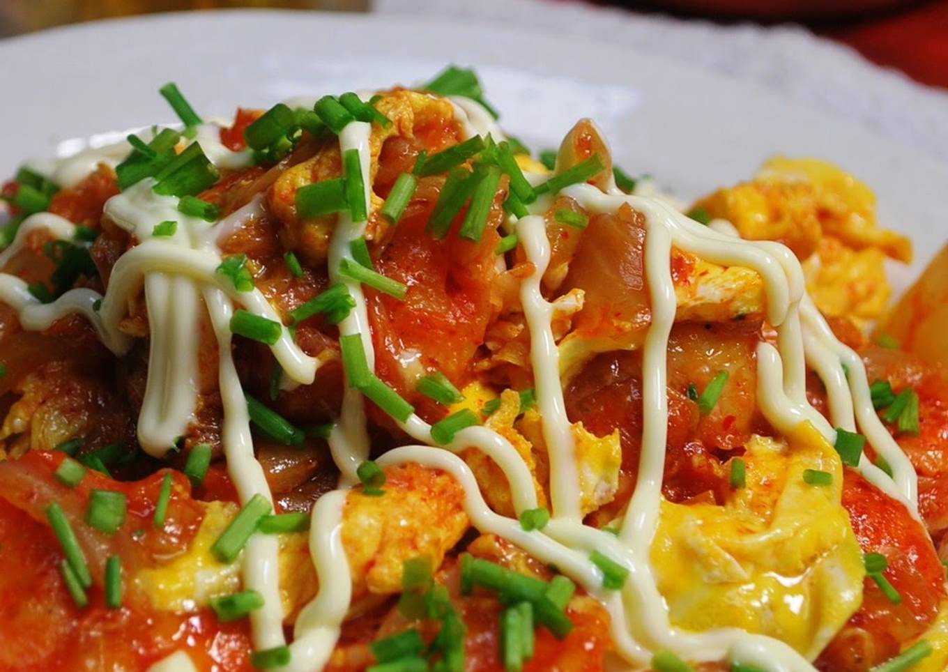 Crispy Fried Shrimp with Egg Kimchi