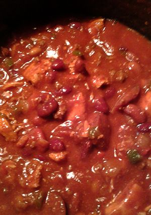 A picture of multi meat chili.