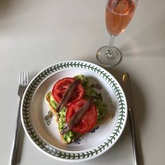 A picture of Avocado, Chilli, Tomato & Anchovies on Toast.