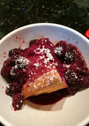 A picture of Triple Berry Compote Pound Cake.