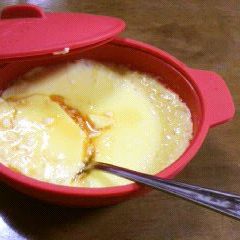 A picture of Microwaved Custard Pudding in a Silicone Steamer.