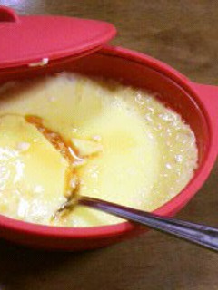 A picture of Microwaved Custard Pudding in a Silicone Steamer.