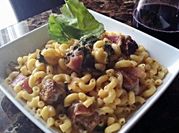 A picture of sausages pasta