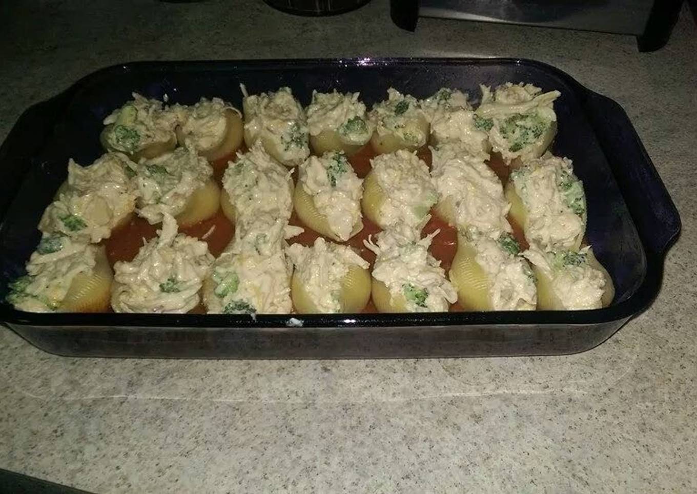 Alfredo Chicken and Broccoli Stuffed Shells