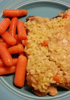 A picture of Ain't No Thang Pork Chops and Rice.