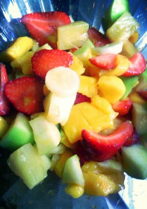 A picture of mango fruit salad.