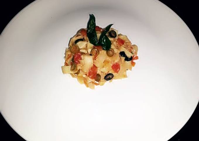 tomato concassé pasta with crispy basil