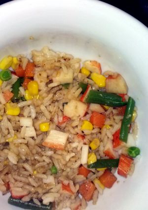 A picture of Crab vegetable stir fry.