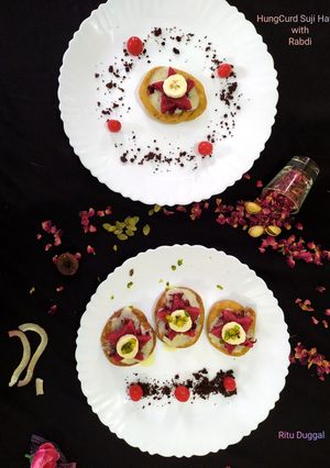 A picture of Beetroot Curd Halwa With Rabdi.