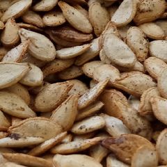 Roasted pumpkin seeds A picture of Roasted pumpkin seeds.