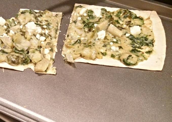 Steps to Make Homemade Cheating Spinach Artichoke Flatbread