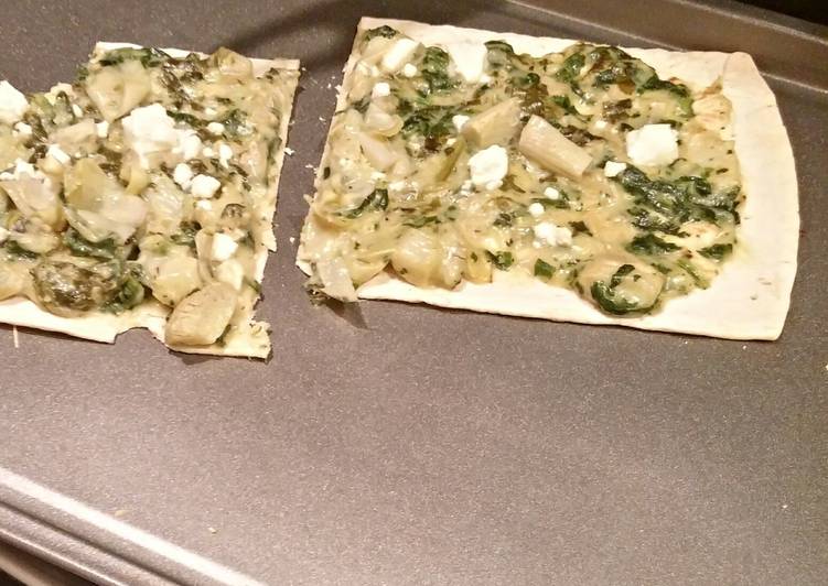 Easiest Way to Prepare Perfect Cheating Spinach Artichoke Flatbread