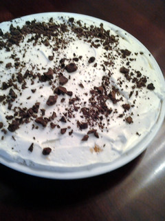 A picture of Chocolate Mousse Pie With Peanut Butter Cookie Crust.