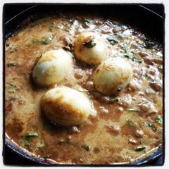 A picture of Jake's south indian egg curry (from the land of spices).