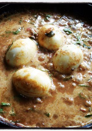 A picture of Jake's south indian egg curry (from the land of spices).