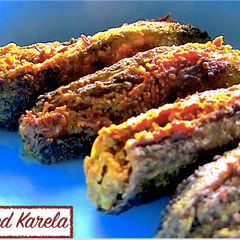 A picture of Stuffed karela/Bitter gourd.