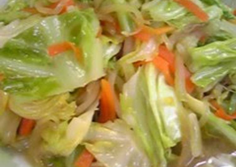 Cabbage and Bean Sprouts Stir Fried in Miso Butter