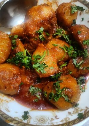 A picture of Kashmiri Aloo Dum.