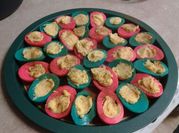 A picture of christmas deviled eggs