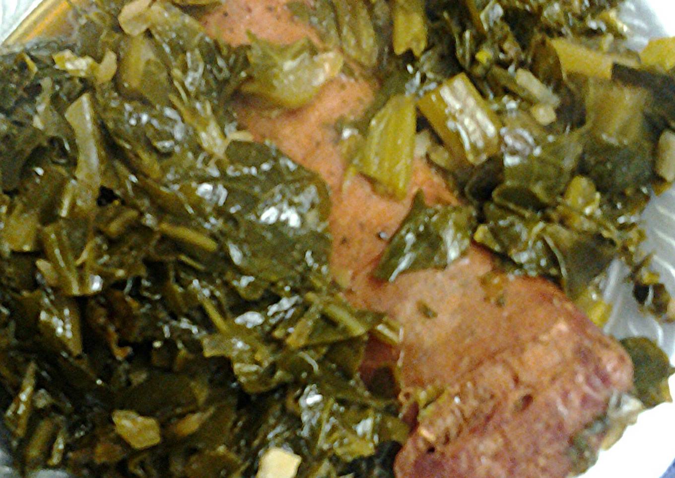 Smoked sausage with collard greens