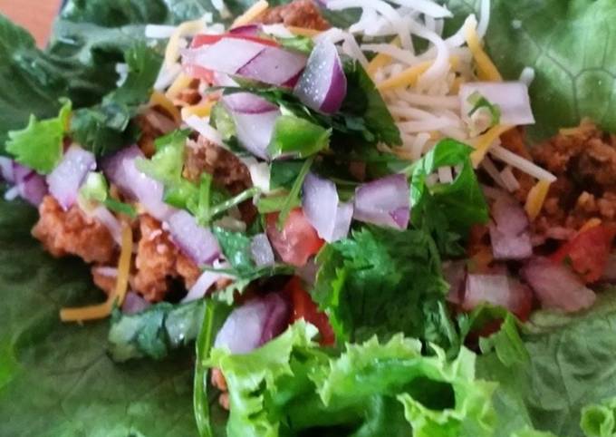 Recipe: Yummy Turkey Romaine lettuce wrap tacos