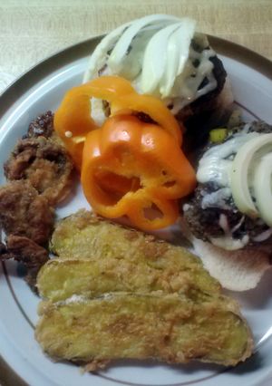 A picture of Jamaican jerk hamburgers.