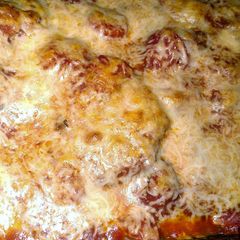 A picture of eggplant parmesan.