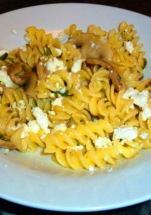 A picture of Giota's different fusilli and mushroom.