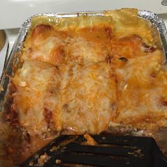 A picture of Mean Cheese lasagna.
