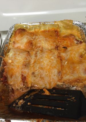 A picture of Mean Cheese lasagna.