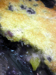 A picture of Blueberry peach cobbler.