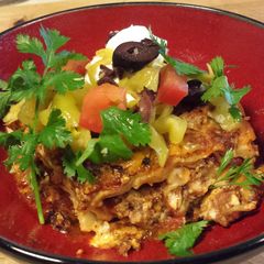 A picture of Mexican Lasagna.