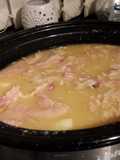 Red lentil, potato and ham soup