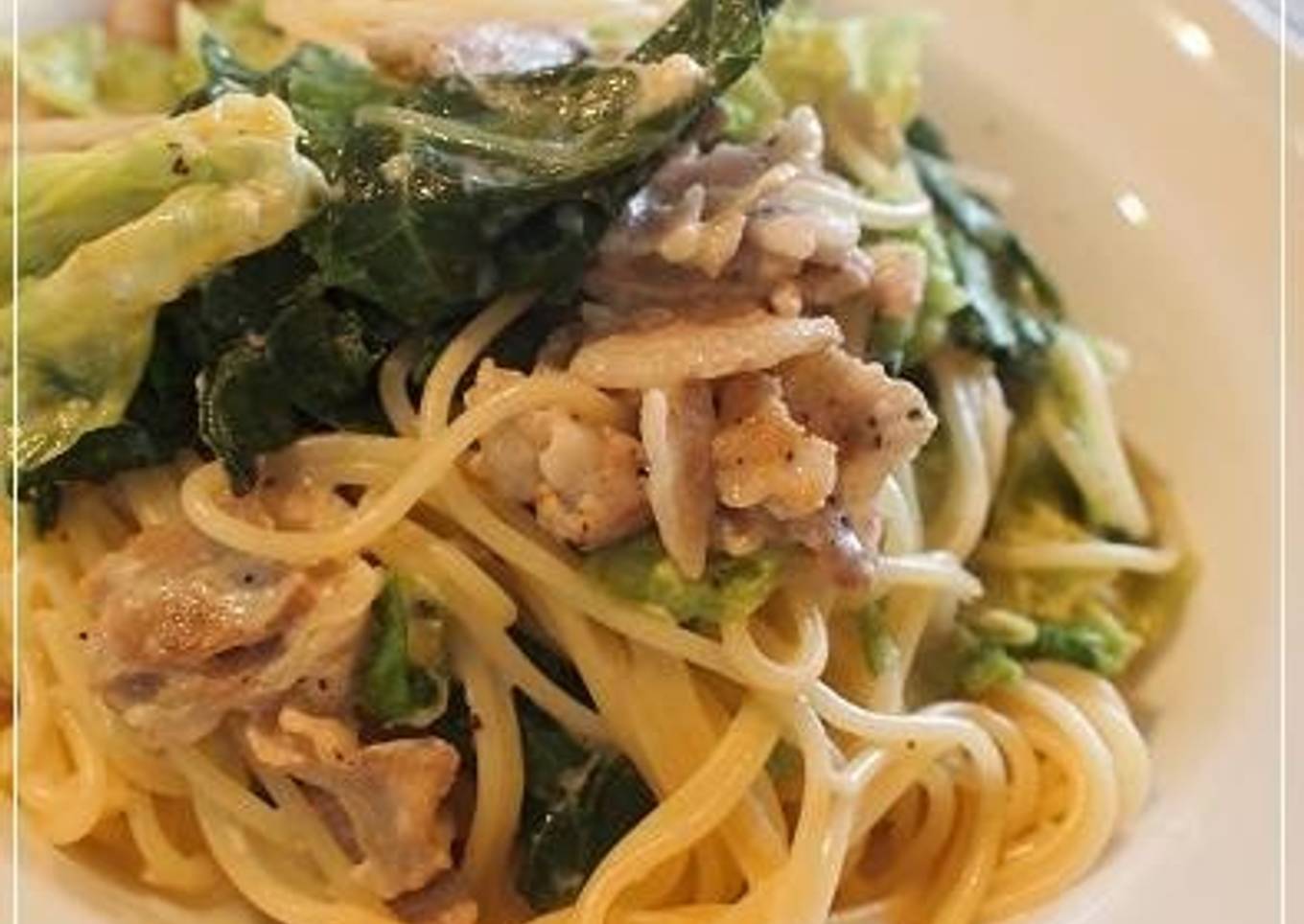 Spring Cabbage and Pork Cream Pasta