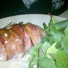 Bacon wrapped stuffed chicken breast A picture of Bacon wrapped stuffed chicken breast.