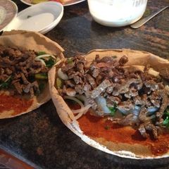 A picture of Beef shawarma sandwich.