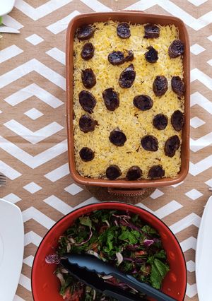Foto de Arroz de pato com chouriço e salada