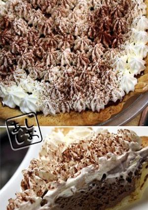 A picture of Chocolate Mousse Pie with Homemade Pie Crust.