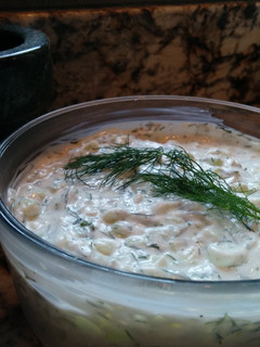 A picture of Tzatziki Sauce.