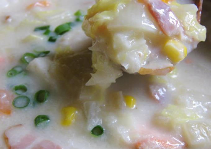 Recipe of Quick Easy, Creamy and Gentle Chowder with Chinese Cabbage
