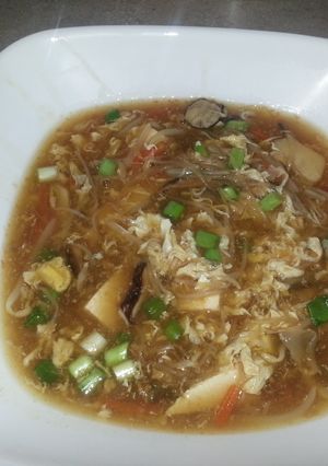 A picture of Hot and Sour Asian Soup.