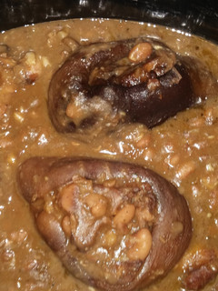 A picture of Slow cook Hamhocks with Pinto Beans.